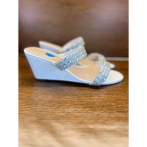 LONDON FOG Womens Dove Wedge Dress Sandals White 10W US